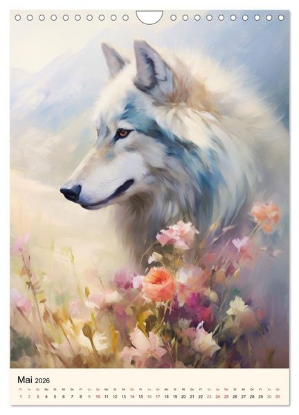 Produktbild: W&ouml;lfe. Zarte Aquarelle von beeindruckenden Tieren (Wandkalender 2026 DIN A4 hoch), CALVENDO Monatskalender