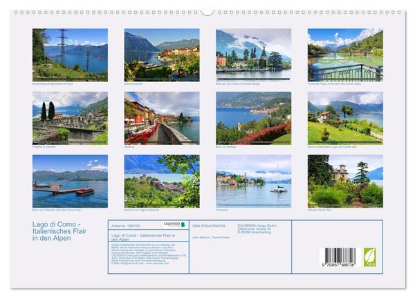 Produktbild: Lago di Como - Italienisches Flair in den Alpen (hochwertiger Premium Wandkalender 2026 DIN A2 quer), Kunstdruck in Hochglanz