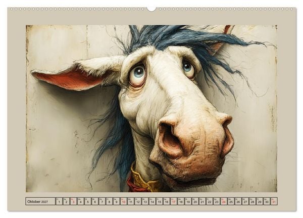 Produktbild: Wundersame Pferde. Karikaturen zwischen Humor, Melancholie und Fantasie (hochwertiger Premium Wandkalender 2027 DIN A2 quer), Kunstdruck in Hochglanz
