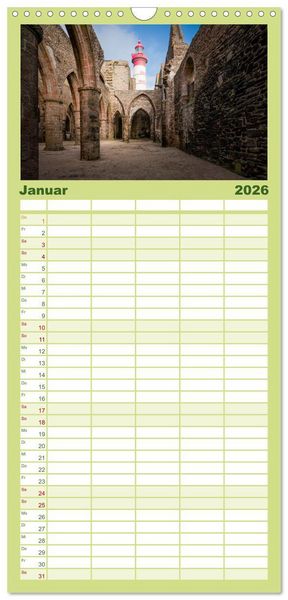 Produktbild: Familienplaner 2026 - Wilde Bretagne mit 5 Spalten (Wandkalender, 21 x 45 cm) CALVENDO