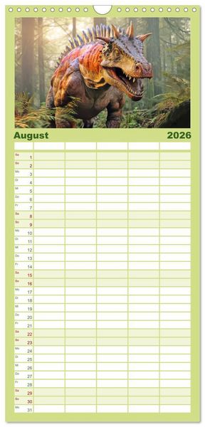 Produktbild: Familienplaner 2026 - Urzeittiere - KI-Fantasiebilder mit 5 Spalten (Wandkalender, 21 x 45 cm) CALVENDO