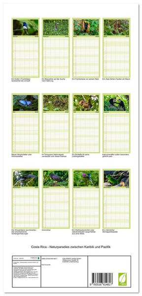 Produktbild: Familienplaner 2026 - Costa Rica - Naturparadies zwischen Karibik und Pazifik mit 5 Spalten (Wandkalender, 21 x 45 cm) CALVENDO