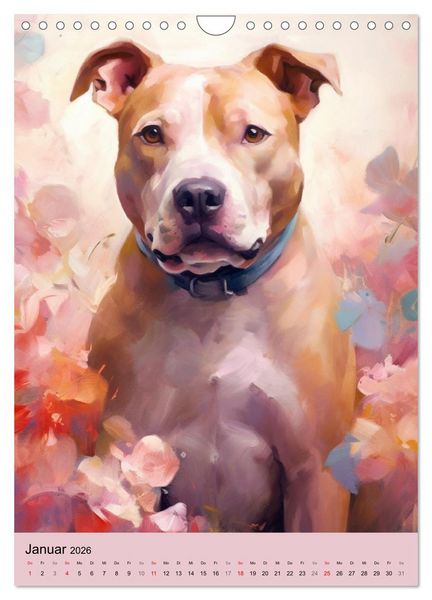Produktbild: Pit Bull Aquarelle. Illustrationen von tollen Hunden (Wandkalender 2026 DIN A4 hoch), CALVENDO Monatskalender