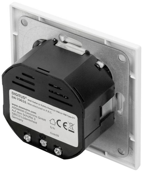 Produktbild: Digitus DA-70615 Unterputz-Steckdose mit USB Wei&szlig;