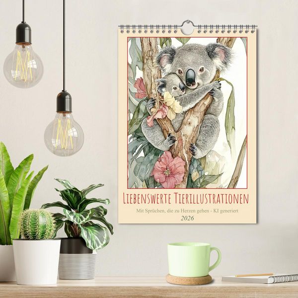 Produktbild: Liebenswerte Tierillustrationen (Wandkalender 2026 DIN A4 hoch), CALVENDO Monatskalender