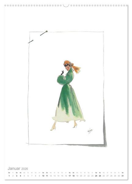 Produktbild: FIGURINEN 2026 - Modedesign von 1949 - Zeichnungen von Elina Ruffinengo (hochwertiger Premium Wandkalender 2026 DIN A2 hoch), Kunstdruck in Hochglanz