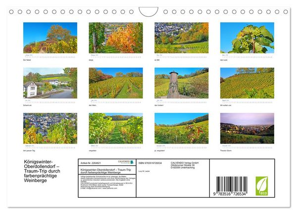 Produktbild: K&ouml;nigswinter-Oberdollendorf &ndash; Traum-Trip durch farbenpr&auml;chtige Weinberge (Wandkalender 2026 DIN A4 quer), CALVENDO Monatskalender