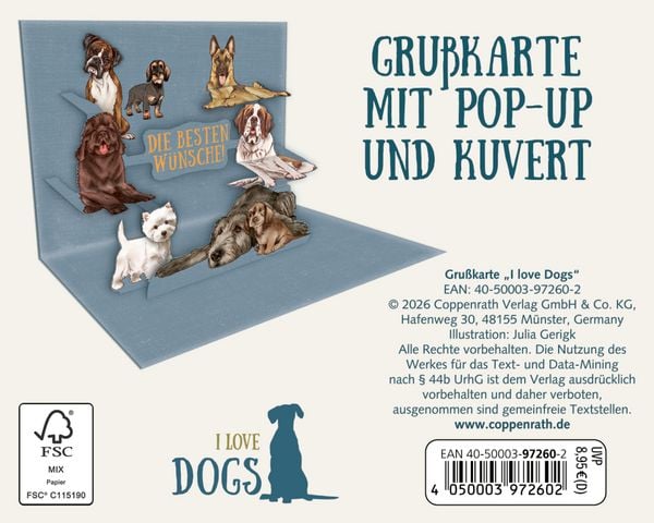Produktbild: Pop-up-Gru&szlig;karte &ndash; I love Dogs