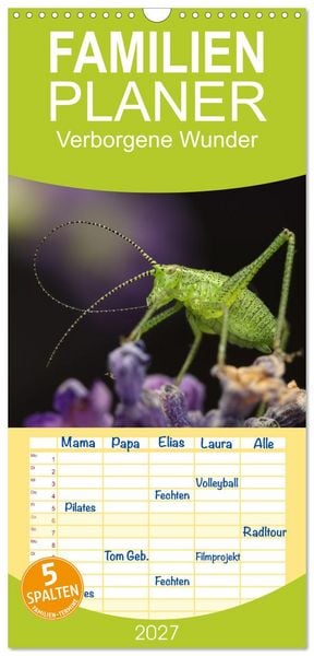 Produktbild: Familienplaner 2027 - Verborgene Wunder mit 5 Spalten (Wandkalender, 21 x 45 cm) CALVENDO