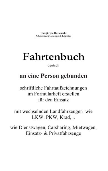 Produktbild: KFZ Fahrtenbuch & Fahrtaufzeichnung Carsharing/Mietwagen