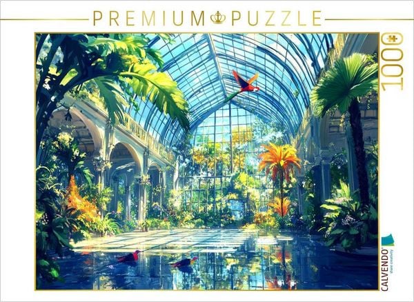 CALVENDO Puzzle Tropisches Paradies im Gewächshaus - Anime Landschaft | 1000 Teile Lege-Größe 64x48cm Foto-Puzzle für glückliche Stunden