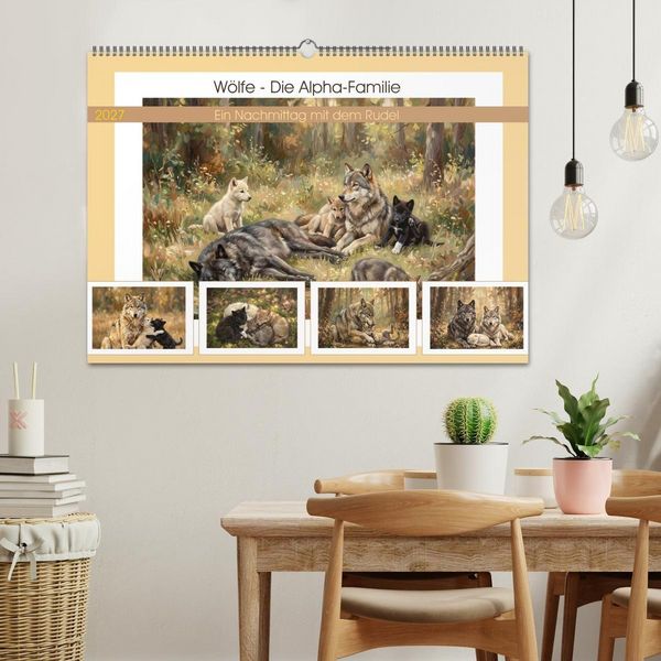 Produktbild: W&ouml;lfe - Die Alpha-Familie (Wandkalender 2027 DIN A2 quer), CALVENDO Monatskalender