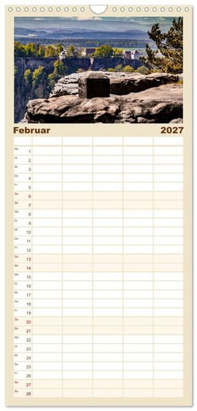 Produktbild: Familienplaner 2027 - Dresden und Elbsandsteingebirge mit 5 Spalten (Wandkalender, 21 x 45 cm) CALVENDO