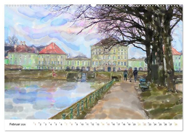 Produktbild: M&uuml;nchen - Bayerns Landeshauptstadt in Aquarellfarben (Wandkalender 2026 DIN A2 quer), CALVENDO Monatskalender