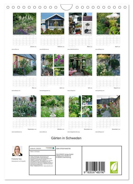 Produktbild: G&auml;rten in Schweden (Wandkalender 2026 DIN A4 hoch), CALVENDO Monatskalender