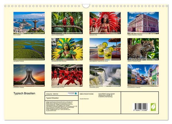 Produktbild: Typisch Brasilien (Wandkalender 2026 DIN A3 quer), CALVENDO Monatskalender