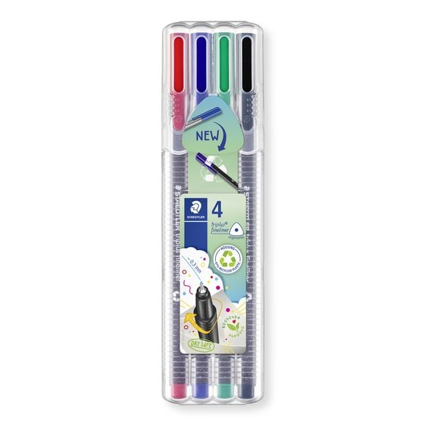 STAEDTLER triplus fineliner 334 Fineliner, 4er Set, 334 SB4