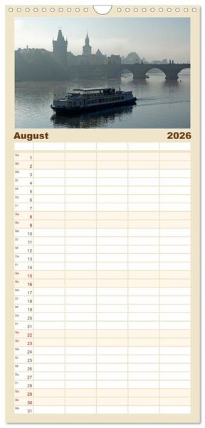Produktbild: Familienplaner 2026 - Goldenes Prag mit 5 Spalten (Wandkalender, 21 x 45 cm) CALVENDO