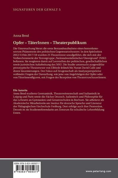 Produktbild: Opfer &ndash; T&auml;terInnen &ndash; Theaterpublikum