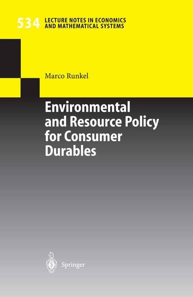 Produktbild: Environmental and Resource Policy for Consumer Durables