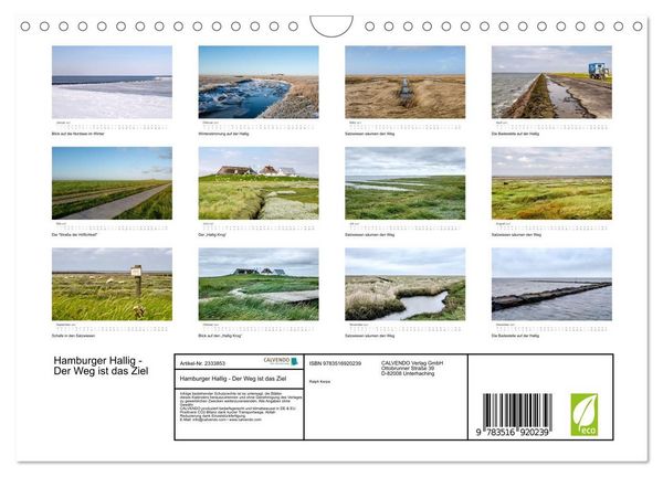 Produktbild: Hamburger Hallig - Der Weg ist das Ziel (Wandkalender 2027 DIN A4 quer), CALVENDO Monatskalender