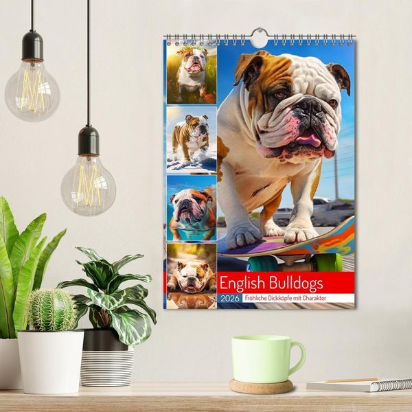 Produktbild: English Bulldogs. Fr&ouml;hliche Dickk&ouml;pfe mit Charakter (Wandkalender 2026 DIN A4 hoch), CALVENDO Monatskalender