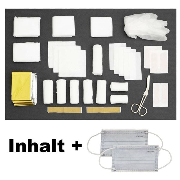 Produktbild: Petex 43939704 Plus schwarz DIN 13164:2022 inkl. Warnweste gelb EN 20471 Verbandtasche Inkl. Warnweste Pkw, Wohnmobile, Van, SUV 1 St.