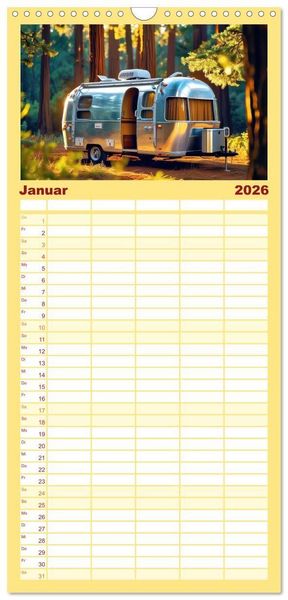 Produktbild: Familienplaner 2026 - Vanlife - Caravan Abenteuer mit 5 Spalten (Wandkalender, 21 x 45 cm) CALVENDO