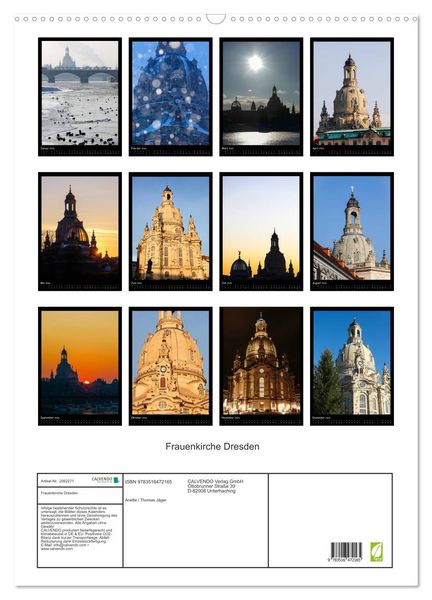 Produktbild: Frauenkirche Dresden (Wandkalender 2026 DIN A2 hoch), CALVENDO Monatskalender