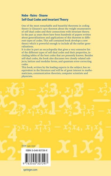 Produktbild: Self-Dual Codes and Invariant Theory
