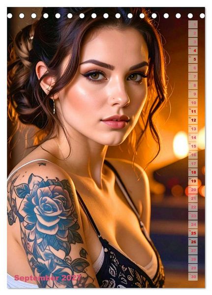Produktbild: Tattoo Beauties Portraits (Tischkalender 2027 DIN A5 hoch), CALVENDO Monatskalender