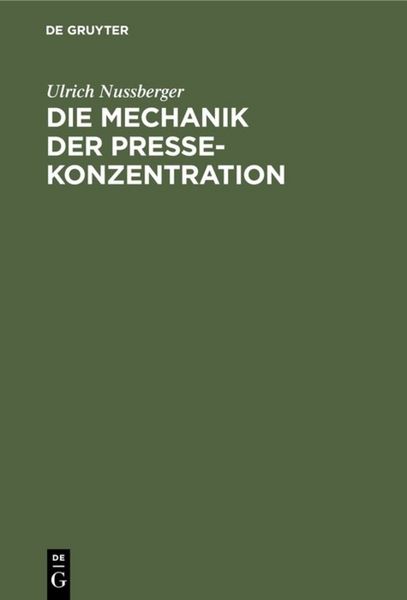 Produktbild: Die Mechanik der Pressekonzentration