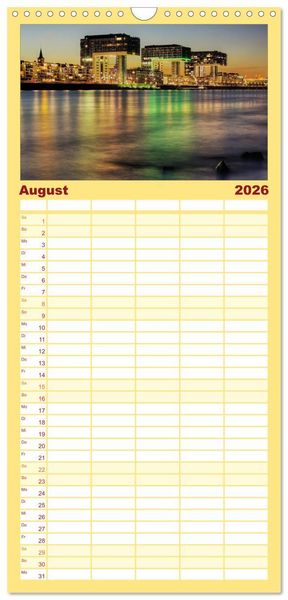 Produktbild: Familienplaner 2026 - K&ouml;ln dunkel bunt - Die Stadt in anderem Licht! mit 5 Spalten (Wandkalender, 21 x 45 cm) CALVENDO