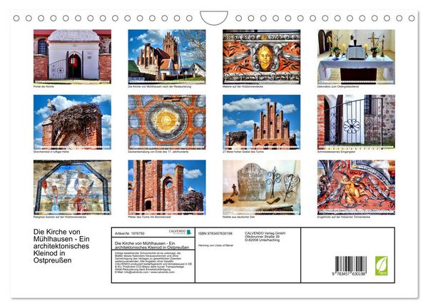 Produktbild: Die Kirche von M&uuml;hlhausen - Ein architektonisches Kleinod in Ostpreu&szlig;en (Wandkalender 2026 DIN A4 quer), CALVENDO Monatskalender