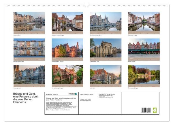 Produktbild: Br&uuml;gge und Gent, eine Fotoreise durch die zwei Perlen Flanderns. (Wandkalender 2026 DIN A2 quer), CALVENDO Monatskalender