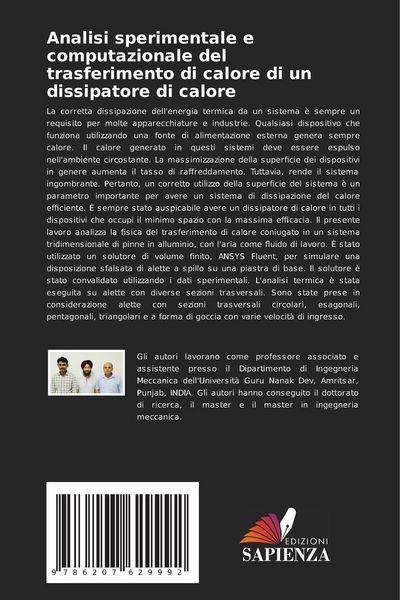 Produktbild: Analisi sperimentale e computazionale del trasferimento di calore di un dissipatore di calore