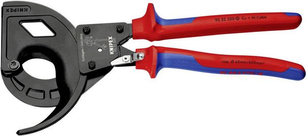 Produktbild: Knipex 95 32 320 Ratschen-Kabelschneider Geeignet f&uuml;r (Abisoliertechnik) Alu- und Kupferkabel, ein- und mehrdr&auml;htig 60 mm 600 mm&sup2;