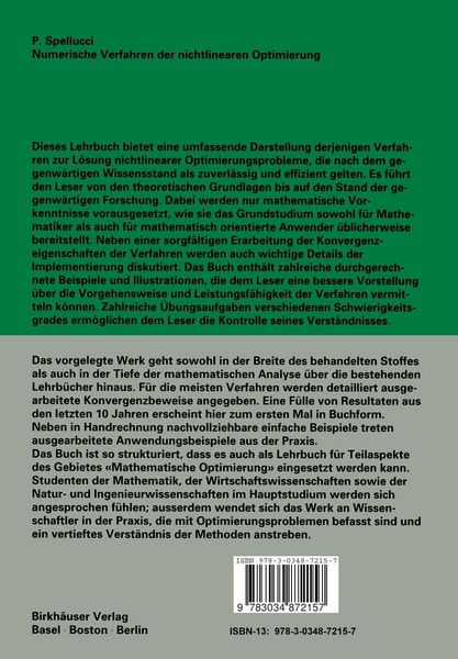 Produktbild: Numerische Verfahren der nichtlinearen Optimierung