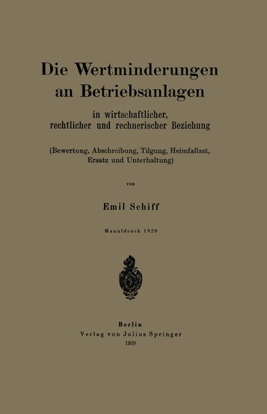 Produktbild: Die Wertminderungen an Betriebsanlagen