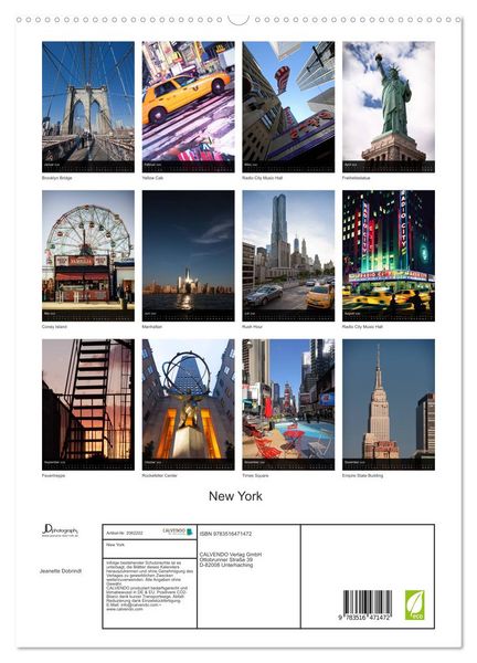Produktbild: New York (hochwertiger Premium Wandkalender 2026 DIN A2 hoch), Kunstdruck in Hochglanz