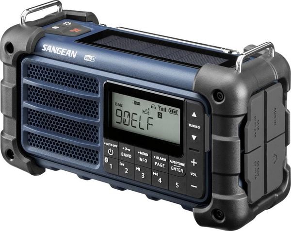 Produktbild: Sangean MMR-99 DAB+ Blue Outdoorradio DAB+, DAB, UKW Notfallradio, Bluetooth&reg; Solarpanel, spritzwassergesch&uuml;tzt, staubdicht, Taschenlampe Blau