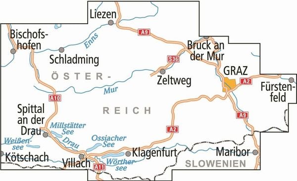 Produktbild: BVA ADFC Radtourenkarte &Ouml;sterreich Steiermark K&auml;rnten 1:150.000