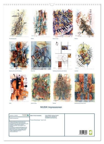 Produktbild: MUSIK Impressionen (Wandkalender 2026 DIN A2 hoch), CALVENDO Monatskalender