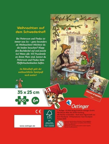 Produktbild: Pettersson und Findus feiern Weihnachten. Puzzle im Buch. 100 Teile