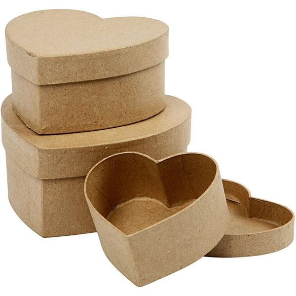 Produktbild: Creativ Company Pappschachtel-Set, Herz, H 5+6,5+7,5 cm, B 10+12,5+15 cm, 3 Stk, 1 Set