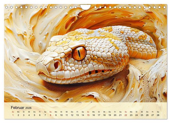 Produktbild: Schlangen. Faszination Reptilien. Kunstvolle Paintings (Wandkalender 2026 DIN A4 quer), CALVENDO Monatskalender