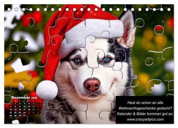 Produktbild: Der tierisch lustige Husky Kalender (Tischkalender 2026 DIN A5 quer), CALVENDO Monatskalender