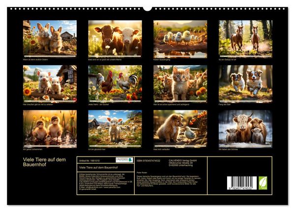 Produktbild: Viele Tiere auf dem Bauernhof (hochwertiger Premium Wandkalender 2026 DIN A2 quer), Kunstdruck in Hochglanz