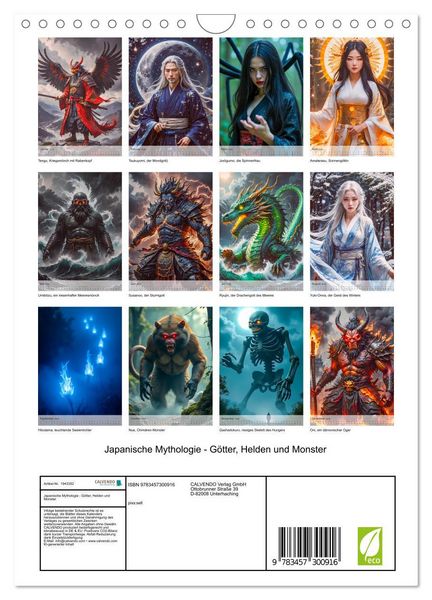 Produktbild: Japanische Mythologie - G&ouml;tter, Helden und Monster (Wandkalender 2026 DIN A4 hoch), CALVENDO Monatskalender