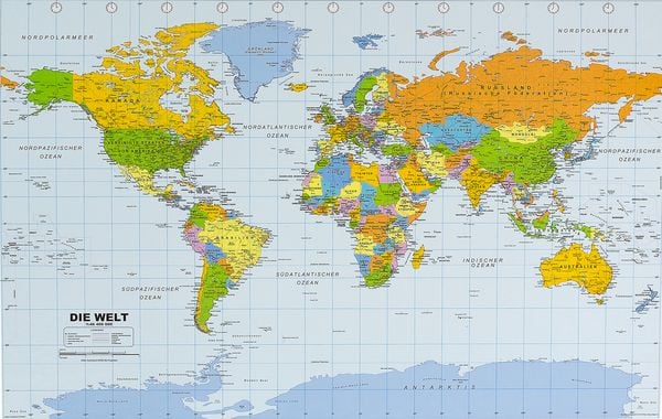 Politische Weltkarte in deutsch als Poster, ca. 90x61cm, Sonstige von , INTERKART Landkarten & Globen, 9783943119572